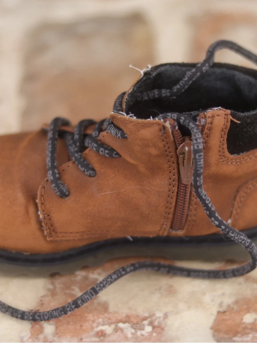 Zara Kids Brown Leather Lace-Up Boots